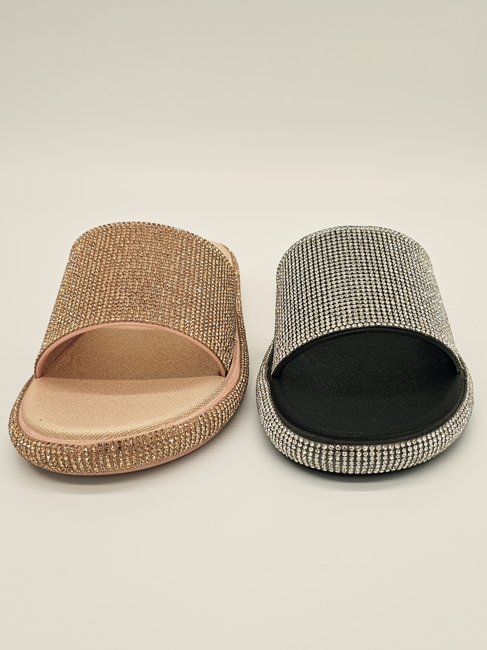 Women's Rhinestone Slide Sandals - Rose Gold - Picture 8 of 8